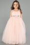 Lachs Abendkleid Für Kinder Lang ABU3031