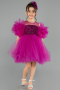Abendkleid für Kinder Kurz Fuchsie ABK2572