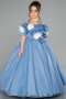 Brautkleid für Kinder Lang Satin Blau ABG182