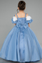 Brautkleid für Kinder Lang Satin Blau ABG182