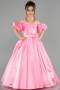 Brautkleid für Kinder Lang Satin Rosa ABG185
