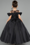 Brautkleid für Kinder Lang Satin Schwarz ABG176