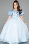 Blau Brautkleid Für Kinder Satin Lang ABG174