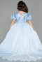 Blau Brautkleid Für Kinder Satin Lang ABG174