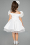 Weiß Abendkleid Für Kinder Satin Kurz ABK2573