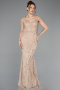Abendkleid Lang Perlenbesetzt Gold ABU5914