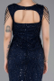 Abendkleid Lang Perlenbesetzt Marineblau ABU5914