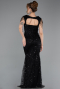 Abendkleid Lang Perlenbesetzt Schwarz ABU5914