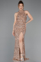Gold Abendkleid Schuppig Lang ABU5135