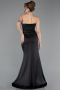 Abschlusskleid Lang Satin Schwarz ABU5923