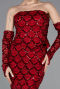 Abendkleid Lang Schuppig Weinrot ABU5916