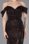 Braun Abendkleid Perlenbesetzt Lang ABU5557