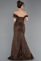 Braun Abendkleid Spitze Lang ABU5609