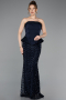 Abendkleid Lang Schuppig Marineblau ABU5919