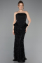 Abendkleid Lang Schuppig Schwarz ABU5919