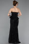 Abendkleid Lang Schuppig Schwarz ABU5919