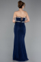 Abendkleid im Meerjungfrau-Stil Lang Spitze Marineblau ABU5921