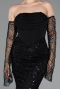 Abendkleid Lang Perlenbesetzt Schwarz ABU5922