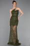 Abendkleid im Meerjungfrau-Stil Kurz Schuppig Khaki ABK2581