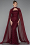 Abendkleid Lang Perlenbesetzt Weinrot ABU5915