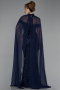 Abendkleid Lang Perlenbesetzt Marineblau ABU5915