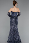 Abendkleid im Meerjungfrau-Stil Lang Schuppig Anthrazit ABU5927