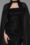Abendkleid Lang Perlenbesetzt Schwarz ABU5915