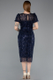 Partykleid Midi Perlenbesetzt Marineblau ABK2412