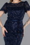 Partykleid Midi Perlenbesetzt Marineblau ABK2412