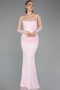 Abendkleid im Meerjungfrau-Stil Lang Spitze Puder ABU5933