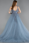 Designer Verlobungskleid Lang Rauchblau ABU5961