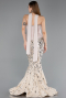 Designer Abendkleid im Meerjungfrau-Stil Lang Schuppig Beige ABU5968