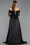 Abendkleid in Übergröße Lang Perlenbesetzt Schwarz ABU6093