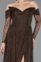 Abendkleid Lang Spitze Braun ABU5945