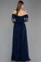 Abendkleid Lang Spitze Marineblau ABU5945