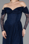 Abendkleid Lang Spitze Marineblau ABU5945