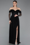 Abendkleid Lang Spitze Schwarz ABU5945