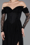 Abendkleid Lang Spitze Schwarz ABU5945
