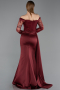 Abendkleid im Meerjungfrau-Stil Lang Satin Weinrot ABU5949