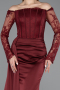 Abendkleid im Meerjungfrau-Stil Lang Satin Weinrot ABU5949