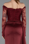 Abendkleid im Meerjungfrau-Stil Lang Satin Weinrot ABU5949