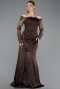Abendkleid im Meerjungfrau-Stil Lang Satin Braun ABU5949