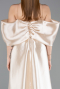Beige Abendkleid Perlenbesetzt Lang ABU5234