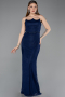 Abendkleid Lang Spitze Marineblau ABU5941