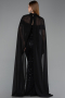 Abendkleid Lang Perlenbesetzt Schwarz ABU5915