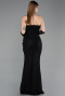 Abendkleid im Meerjungfrau-Stil Lang Spitze Schwarz ABU5933
