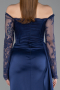 Abendkleid im Meerjungfrau-Stil Lang Satin Marineblau ABU5949