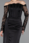 Abendkleid im Meerjungfrau-Stil Lang Satin Schwarz ABU5949