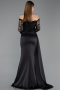 Abendkleid im Meerjungfrau-Stil Lang Satin Schwarz ABU5949