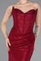Weinrot Abendkleid Spitze Lang ABU6148